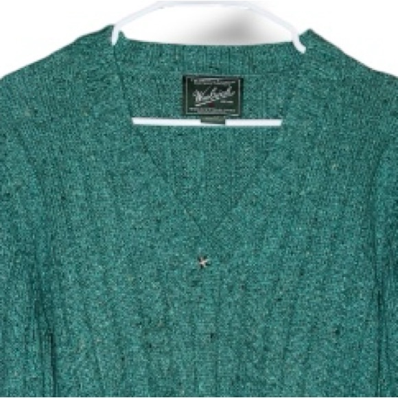 WOOLRICH Sweater Vintage Y2K V-neck Teal Ribbed Wool Blend Pullover Women’s L - Picture 5 of 16